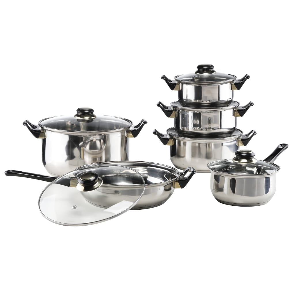 12 Piece Cookware Set Stainless Steel