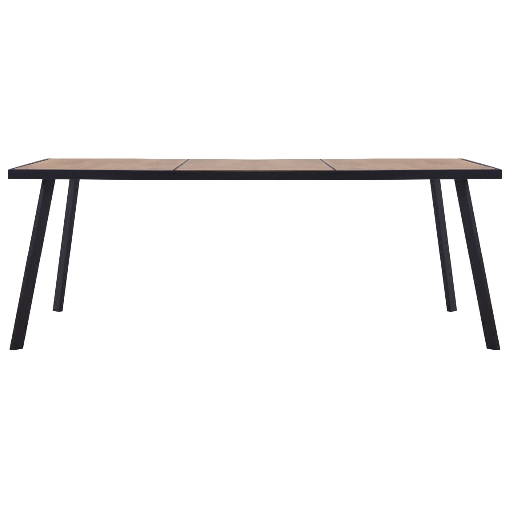 Dining Table Light Wood and Black 200x100x75 cm MDF
