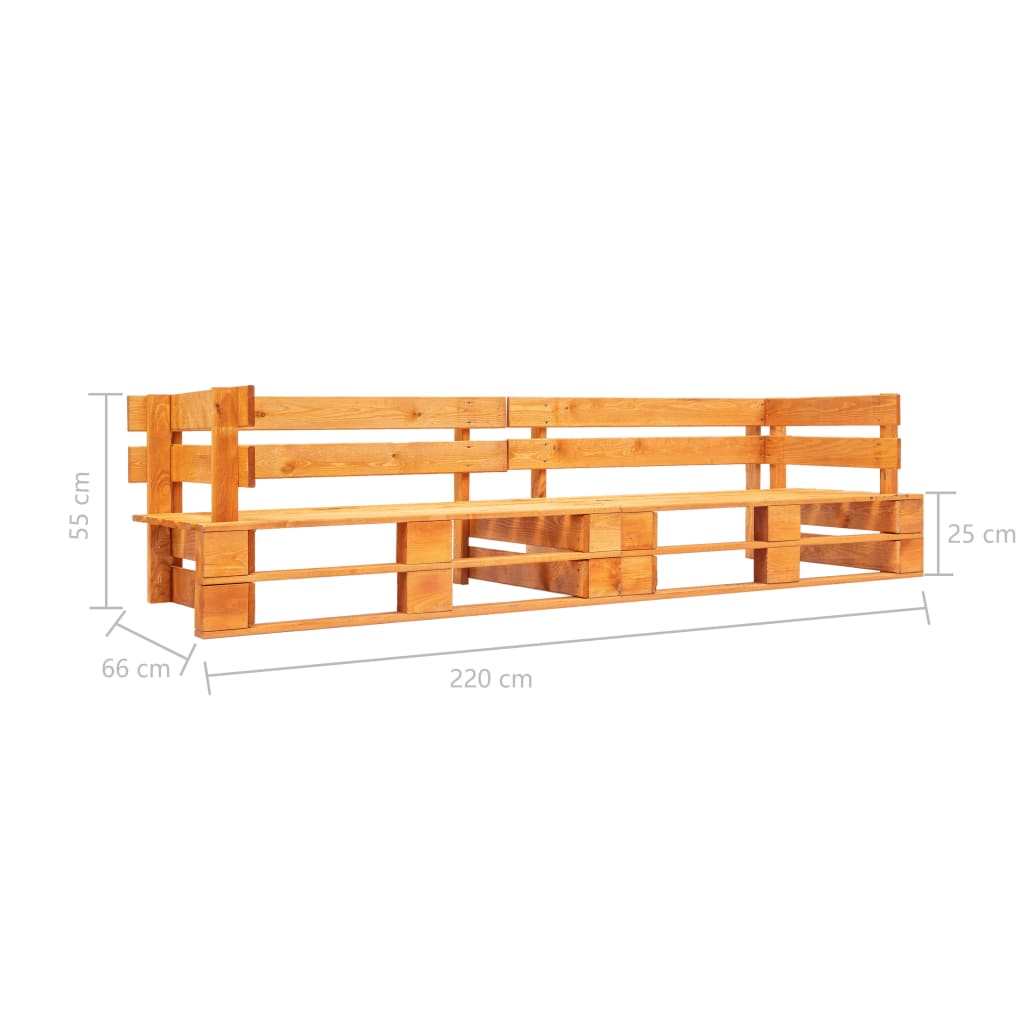 Garden 2-Seater Pallet Sofa Honey Brown Wood