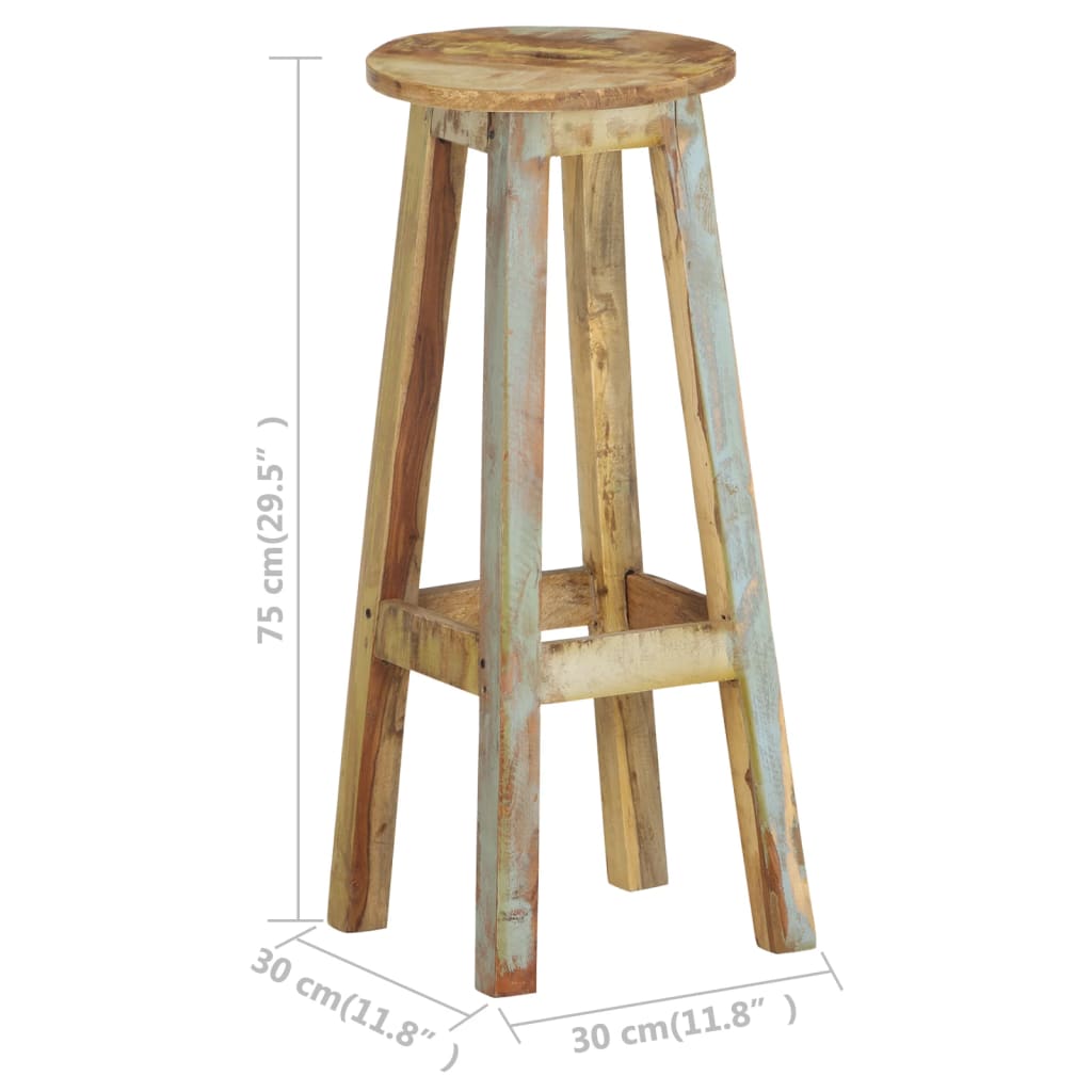 Bar Stools 2 pcs Solid Reclaimed Wood