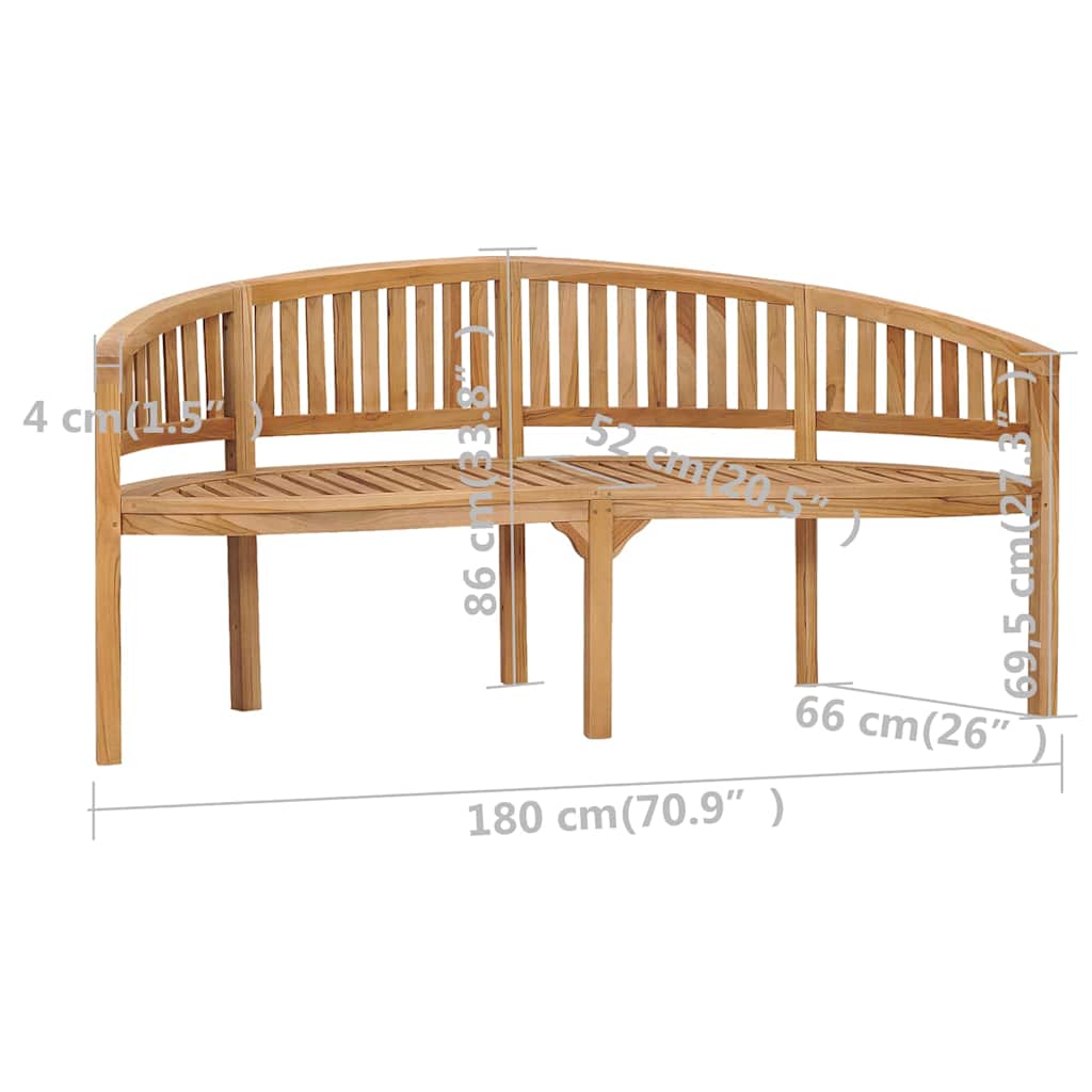 Banana Bench 180 cm Solid Teak Wood