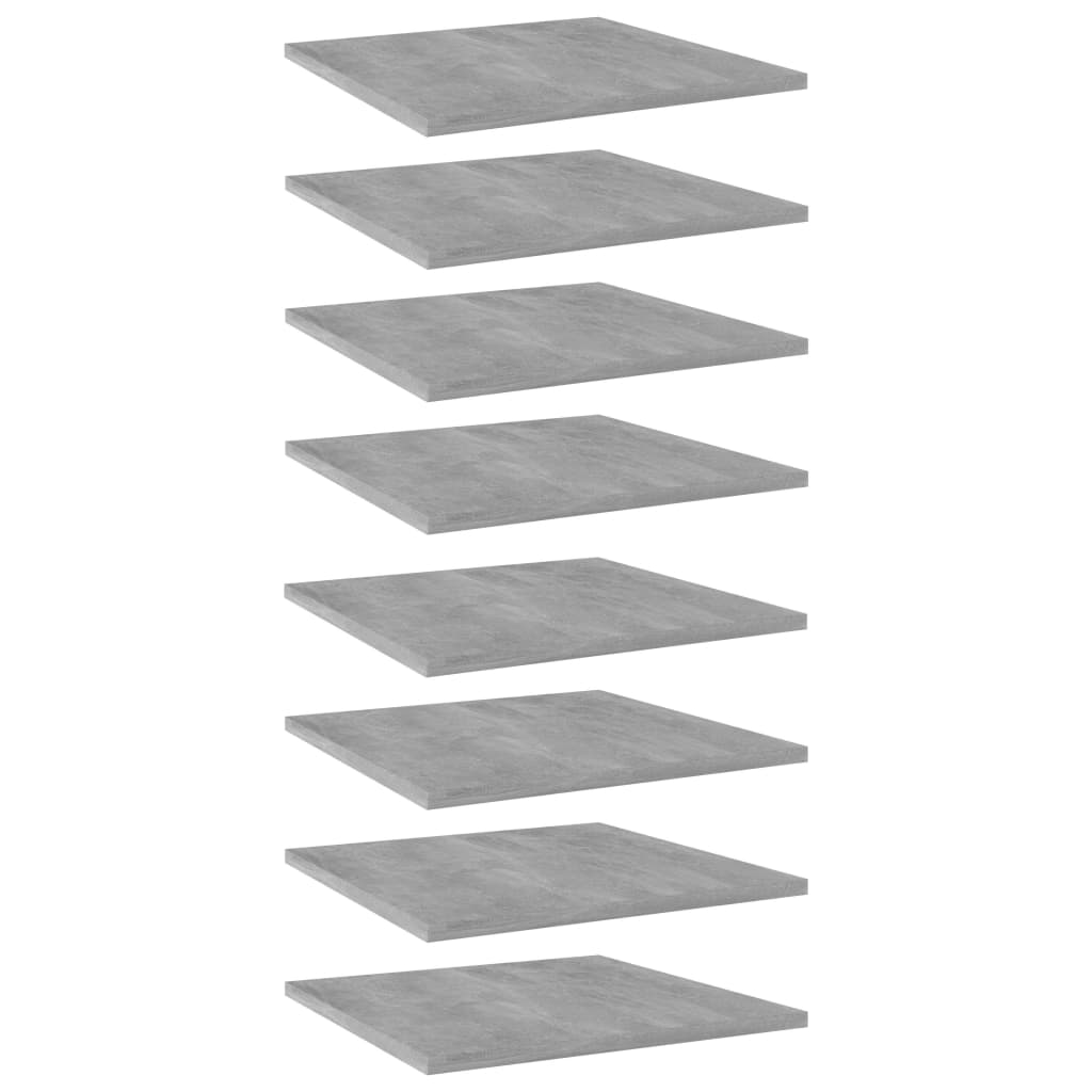 Bookshelf Boards 8 pcs Concrete Grey 40x40x1.5 cm Engineered Wood