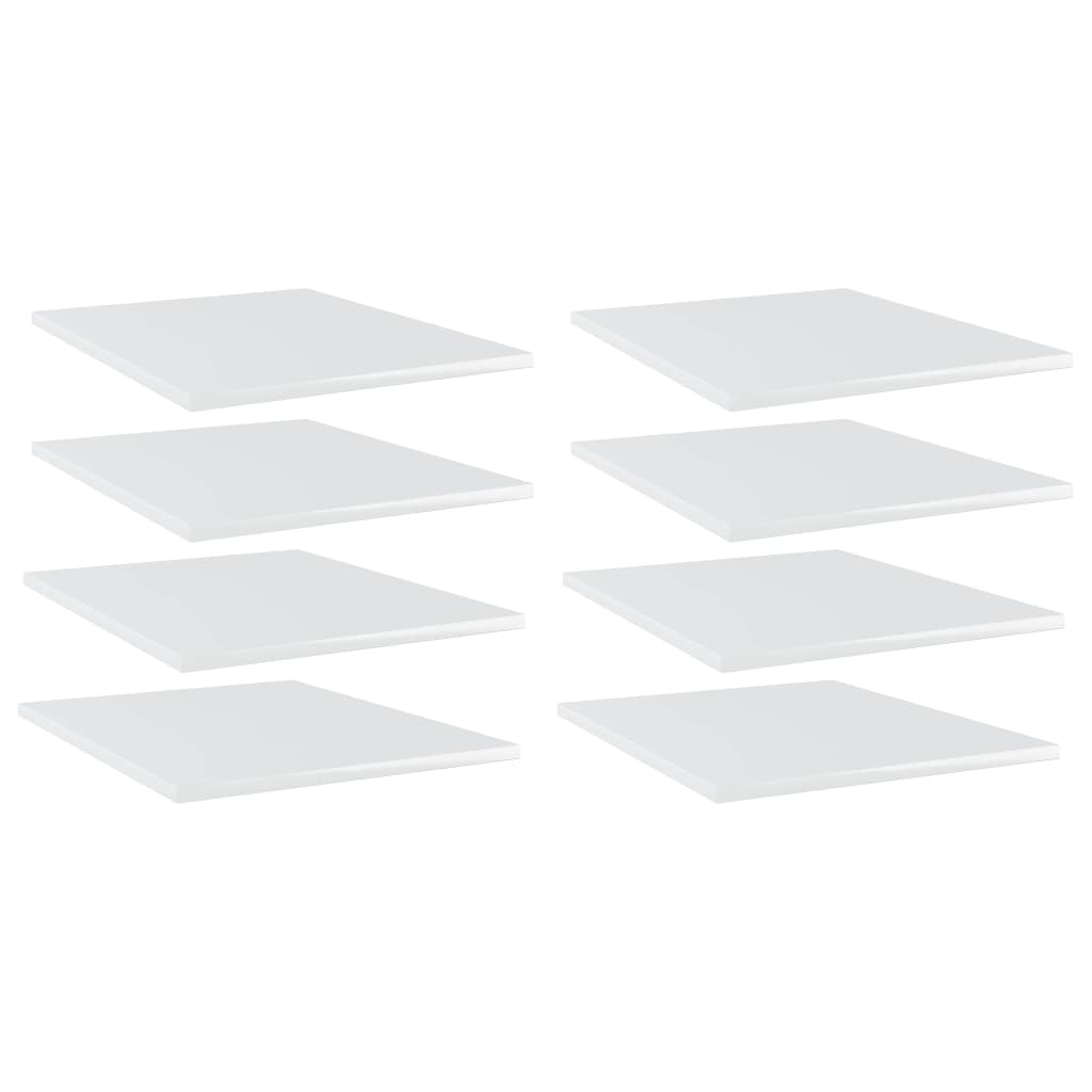 Bookshelf Boards 8 pcs High Gloss White 40x50x1.5 cm Engineered Wood