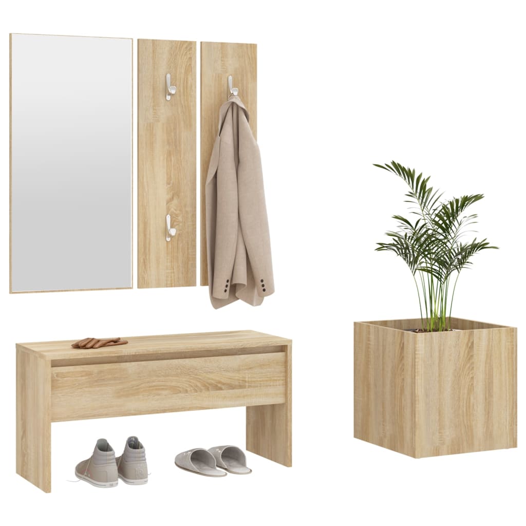 Hallway Furniture Set Sonoma Oak Engineered Wood
