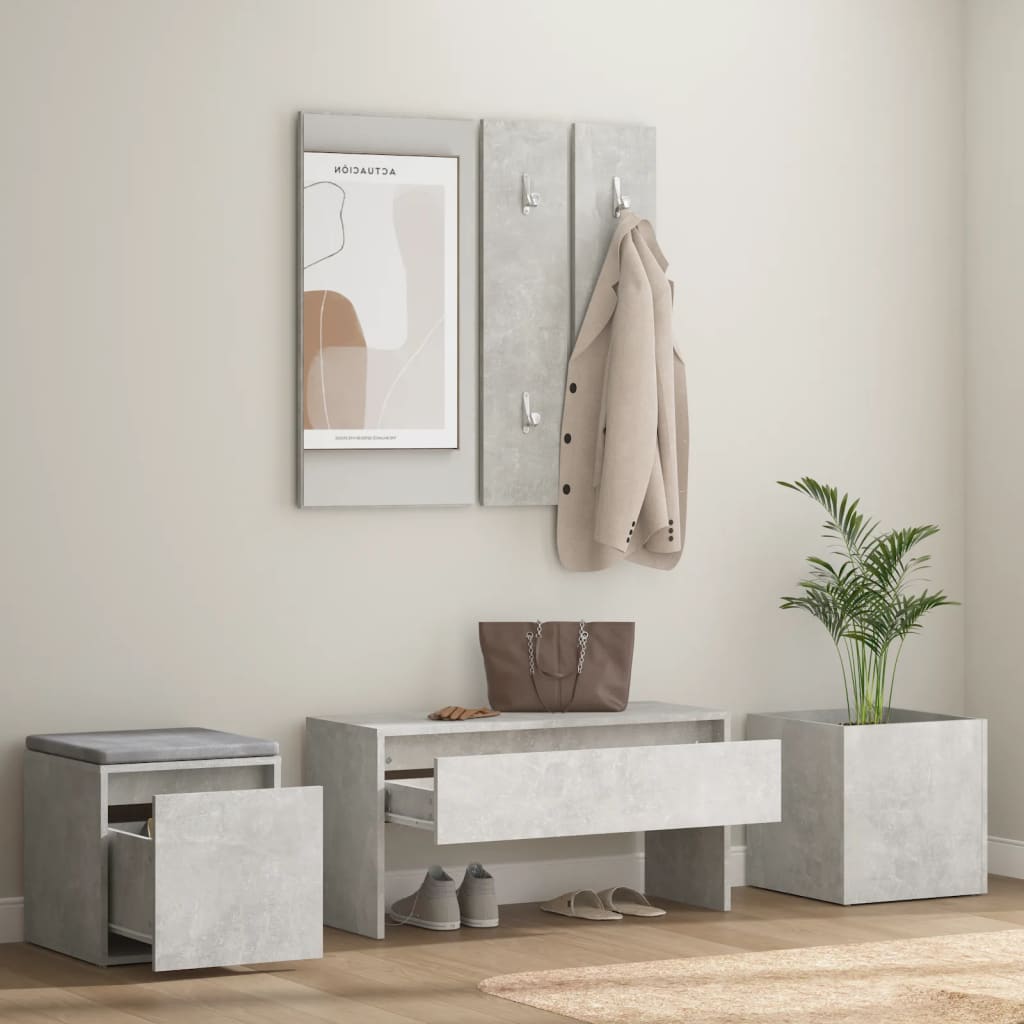 Hallway Furniture Set Concrete Grey Engineered Wood