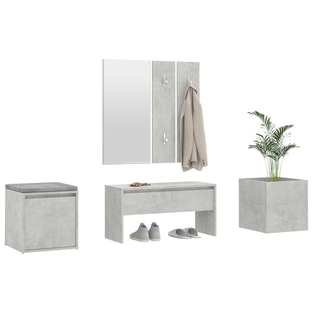 Hallway Furniture Set Concrete Grey Engineered Wood