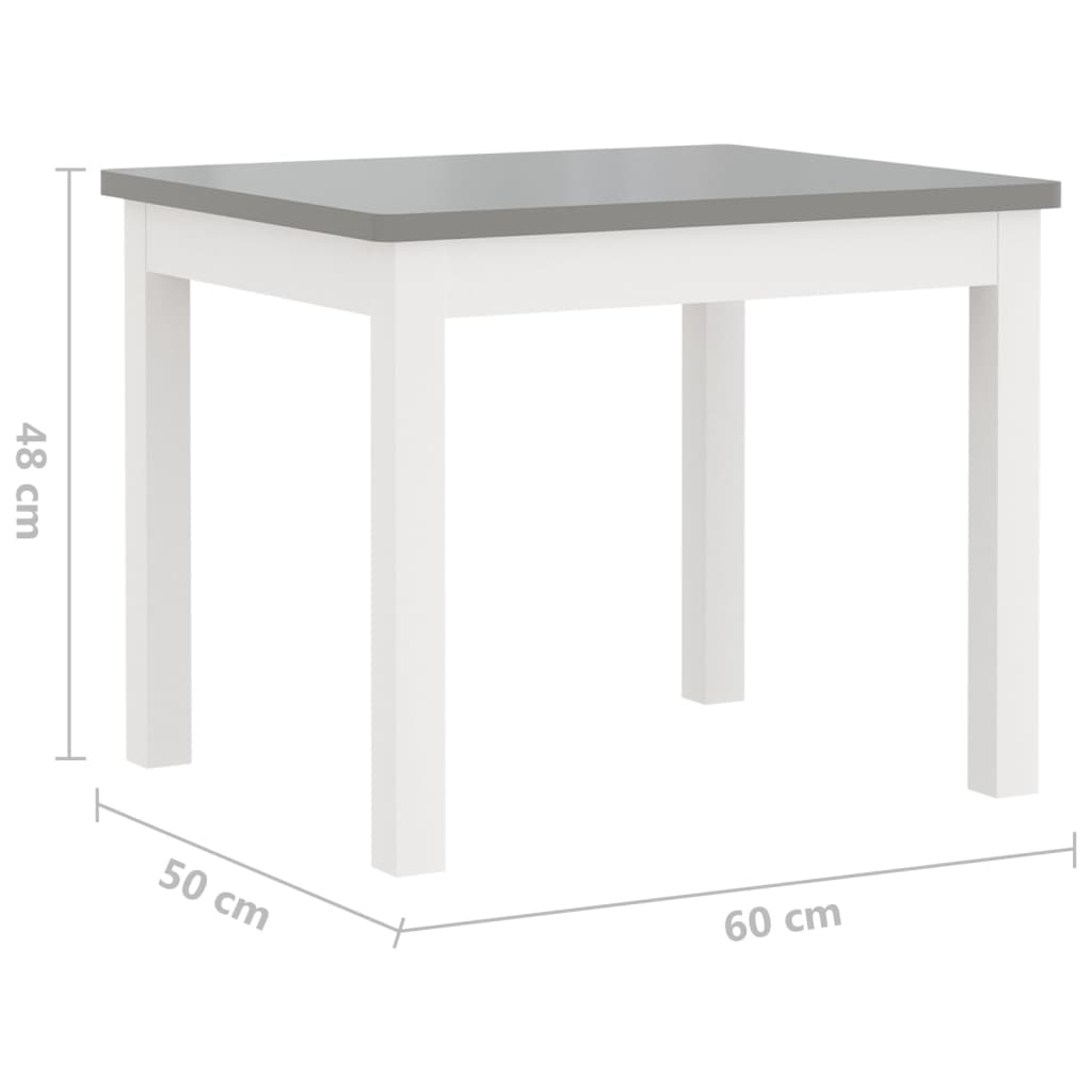 3 Piece Children Table and Chair Set White and Grey MDF