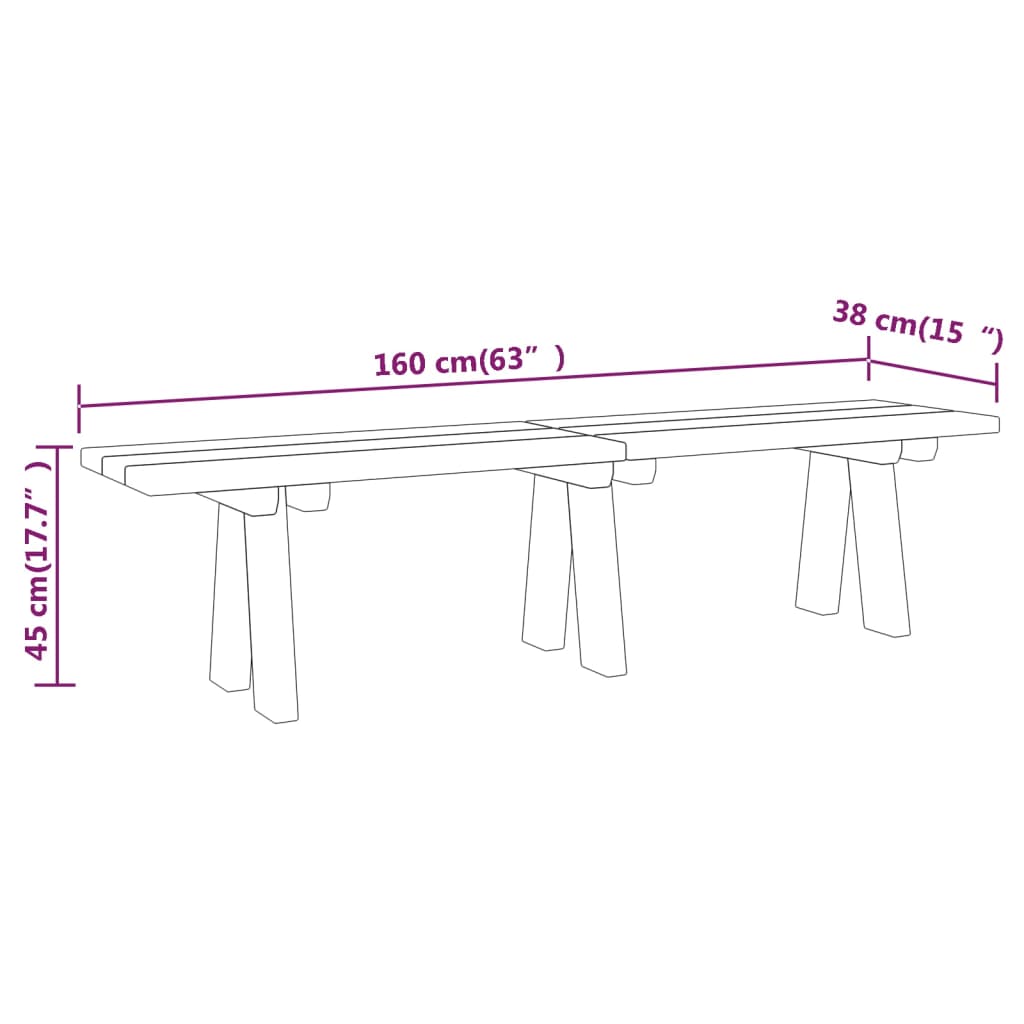 Garden Bench 160 cm Impregnated Solid Wood Pine