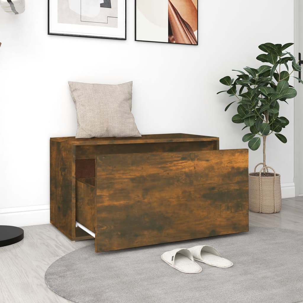 Hall Bench 80x40x45 cm Smoked Oak Engineered Wood