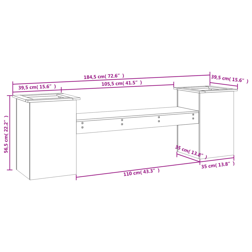 Planter Bench Honey Brown 184.5x39.5x56.5 cm Solid Wood Pine