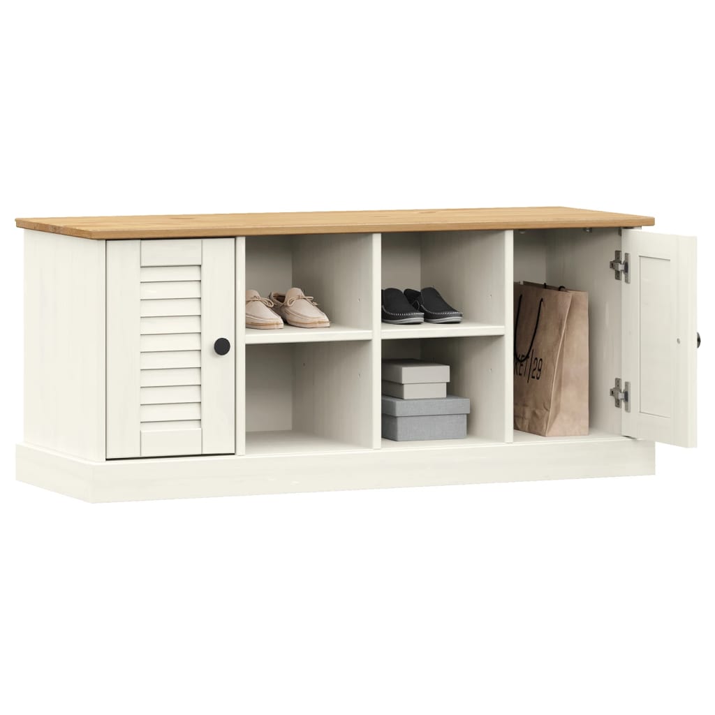 Shoe Bench VIGO White 106x35x45 cm Solid Wood Pine