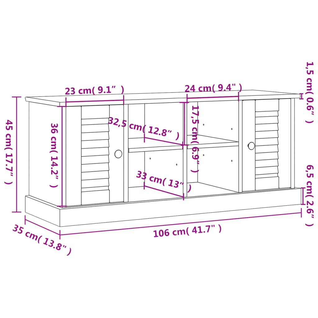 Shoe Bench VIGO White 106x35x45 cm Solid Wood Pine