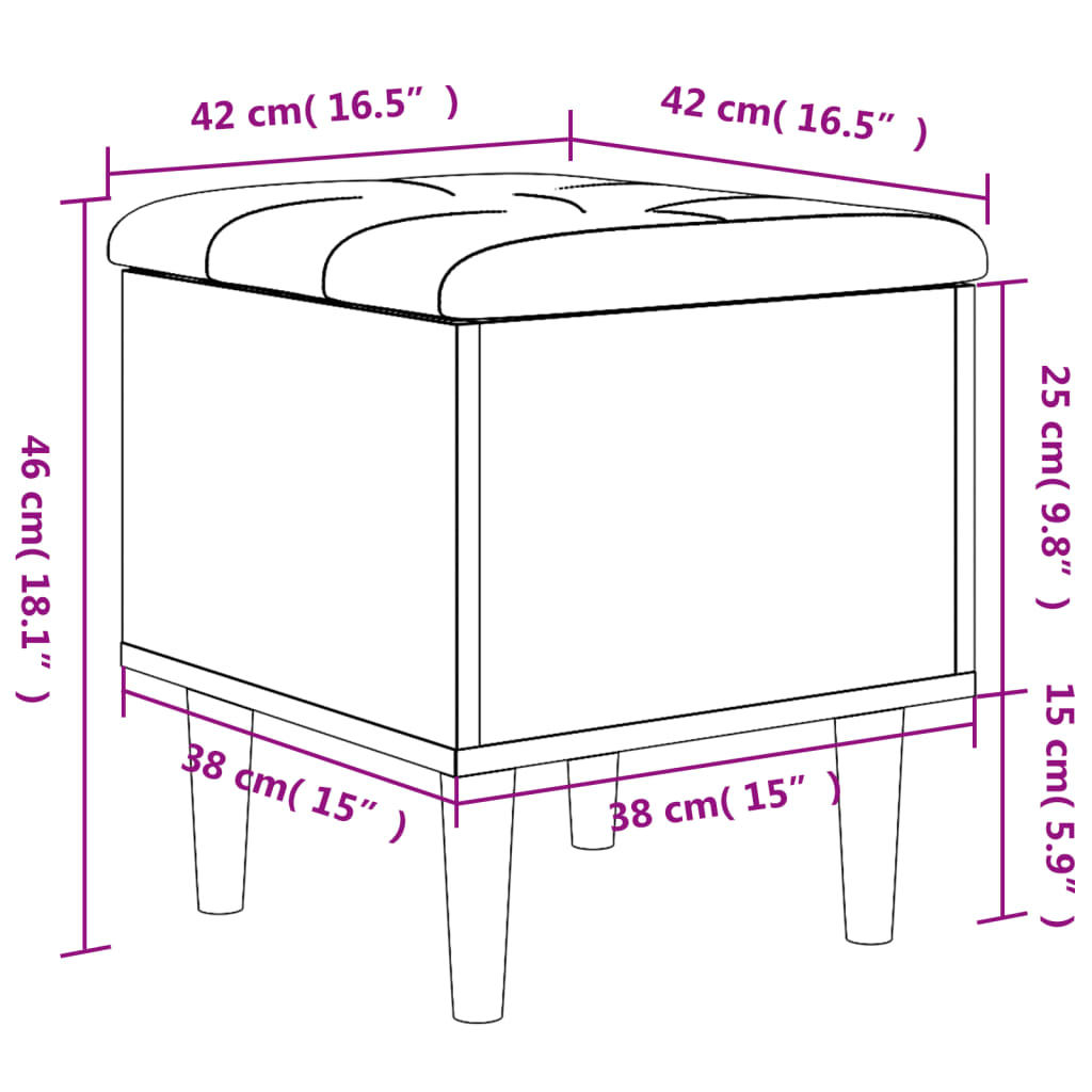 Storage Bench Black 42x42x46 cm Engineered Wood
