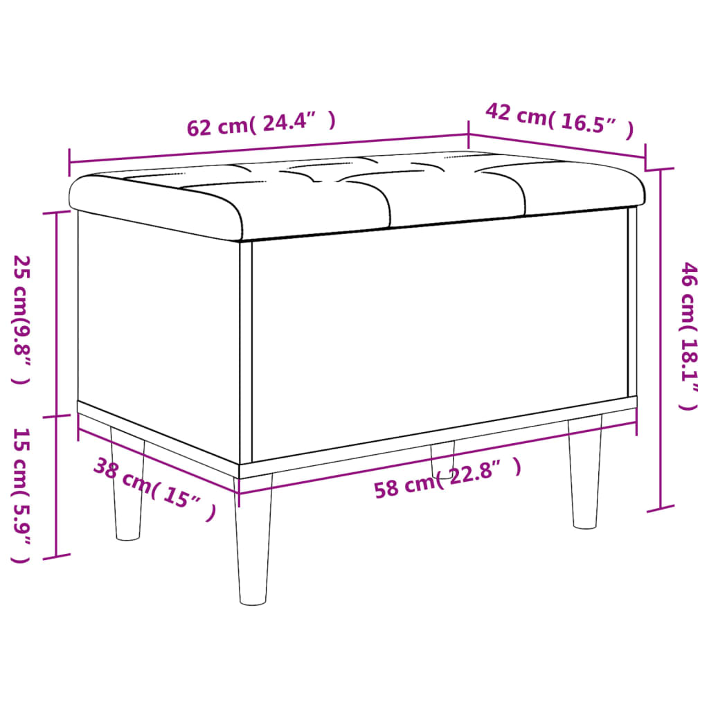 Storage Bench Black 62x42x46 cm Engineered Wood