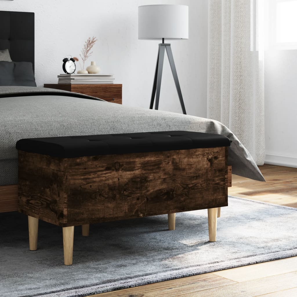 Storage Bench Smoked Oak 82x42x46 cm Engineered Wood