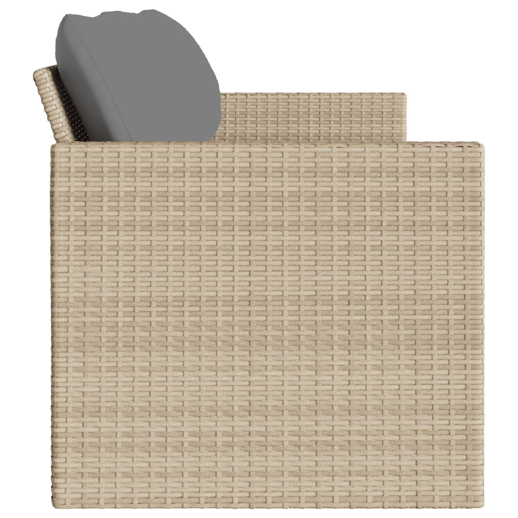 Garden Sofa with Cushions 3-Seater Beige Poly Rattan