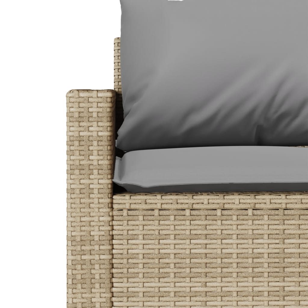 Garden Sofa with Cushions 3-Seater Beige Poly Rattan