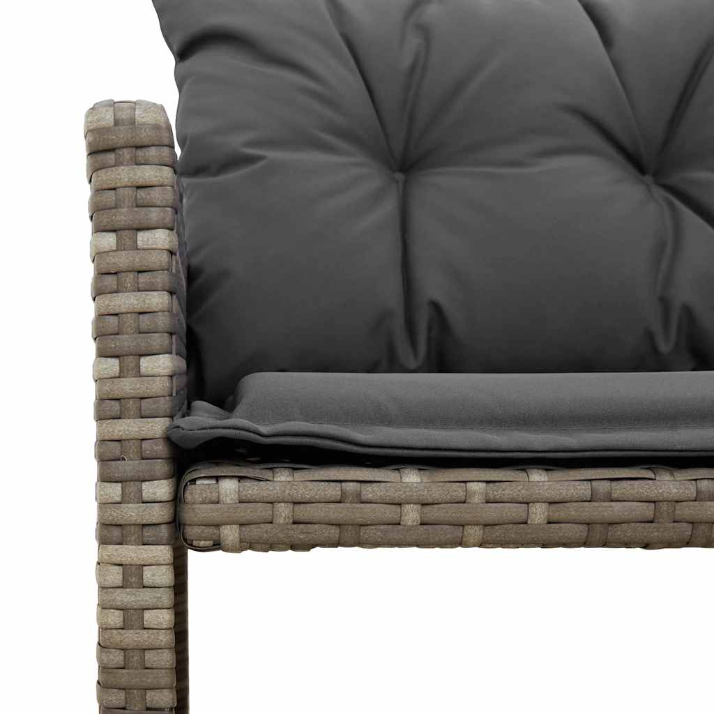 Garden Sofa with Table and Cushions L-Shaped Grey Poly Rattan