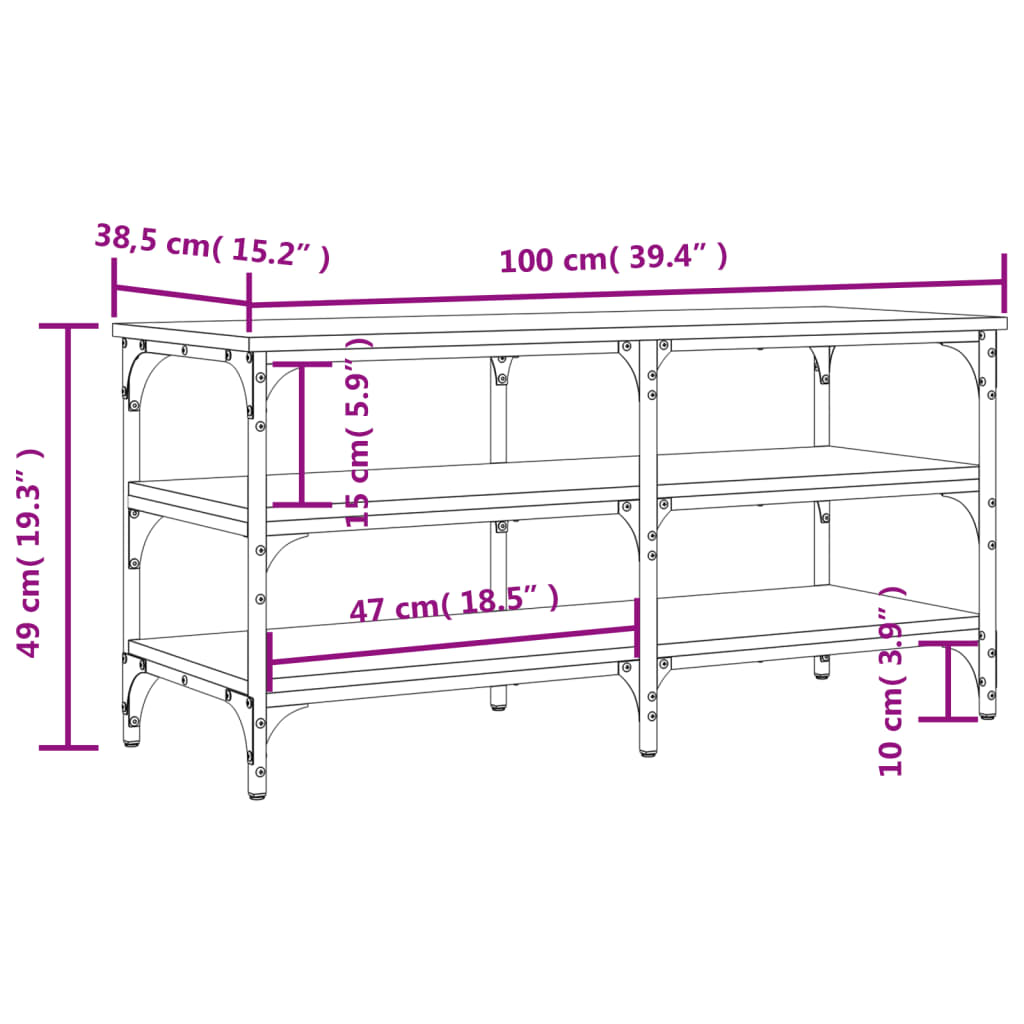 Shoe Bench Sonoma Oak 100x38.5x49 cm Engineered Wood