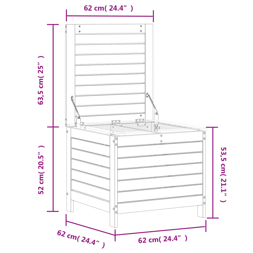 Garden Footstool White 62x63.5x53.5 cm Solid Wood Pine