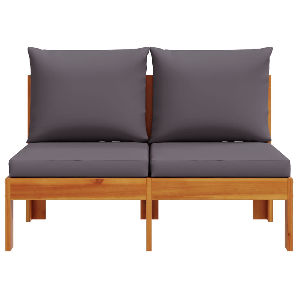 Garden Sofa Armless with Cushions 2-Seater Solid Wood Acacia