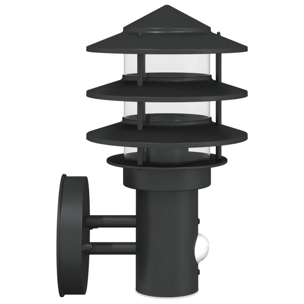 Outdoor Wall Lights with Sensors 2pcs Black Stainless Steel