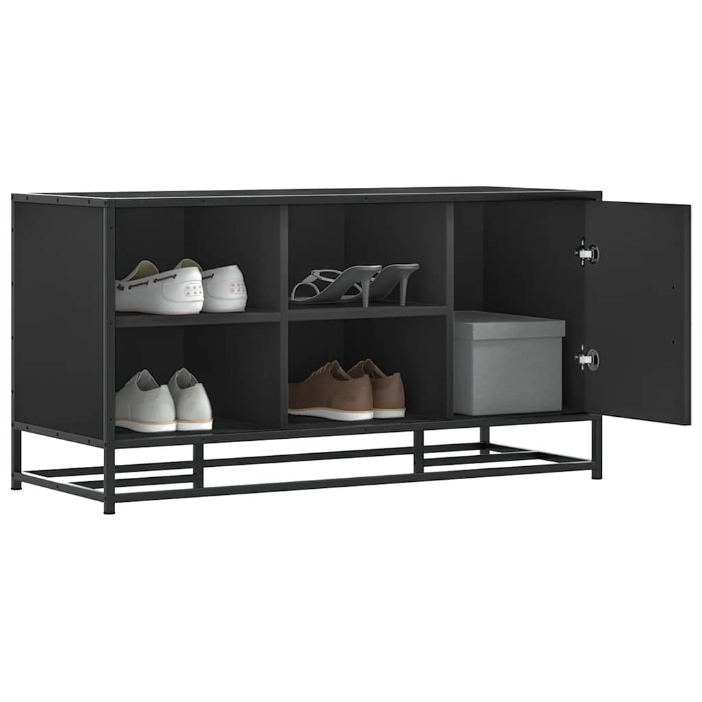 Shoe Bench Black 100x40x53.5 cm Engineered Wood and Metal