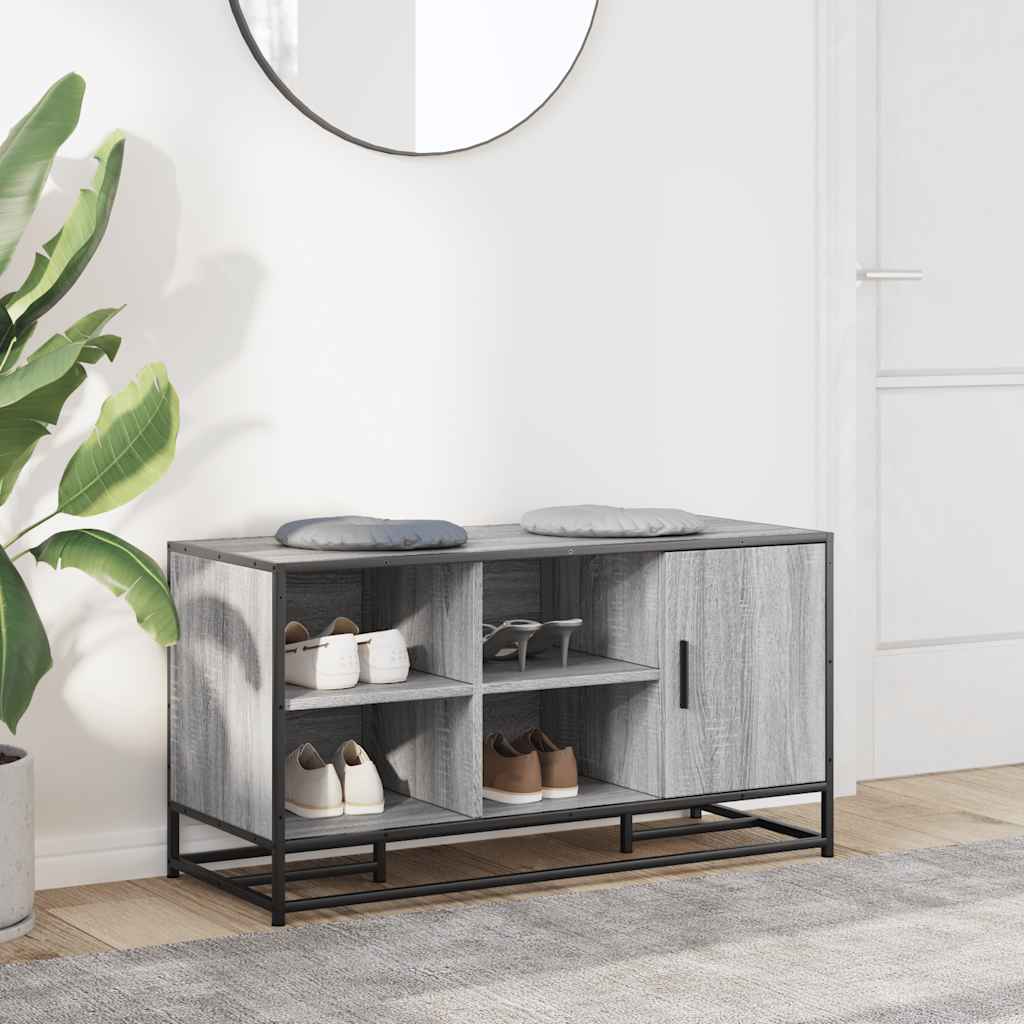Shoe Bench Grey Sonoma 100x40x53.5 cm Engineered Wood and Metal