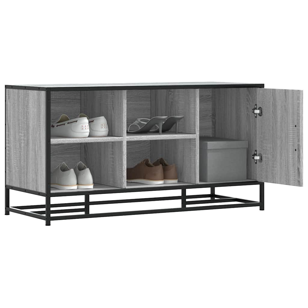 Shoe Bench Grey Sonoma 100x40x53.5 cm Engineered Wood and Metal
