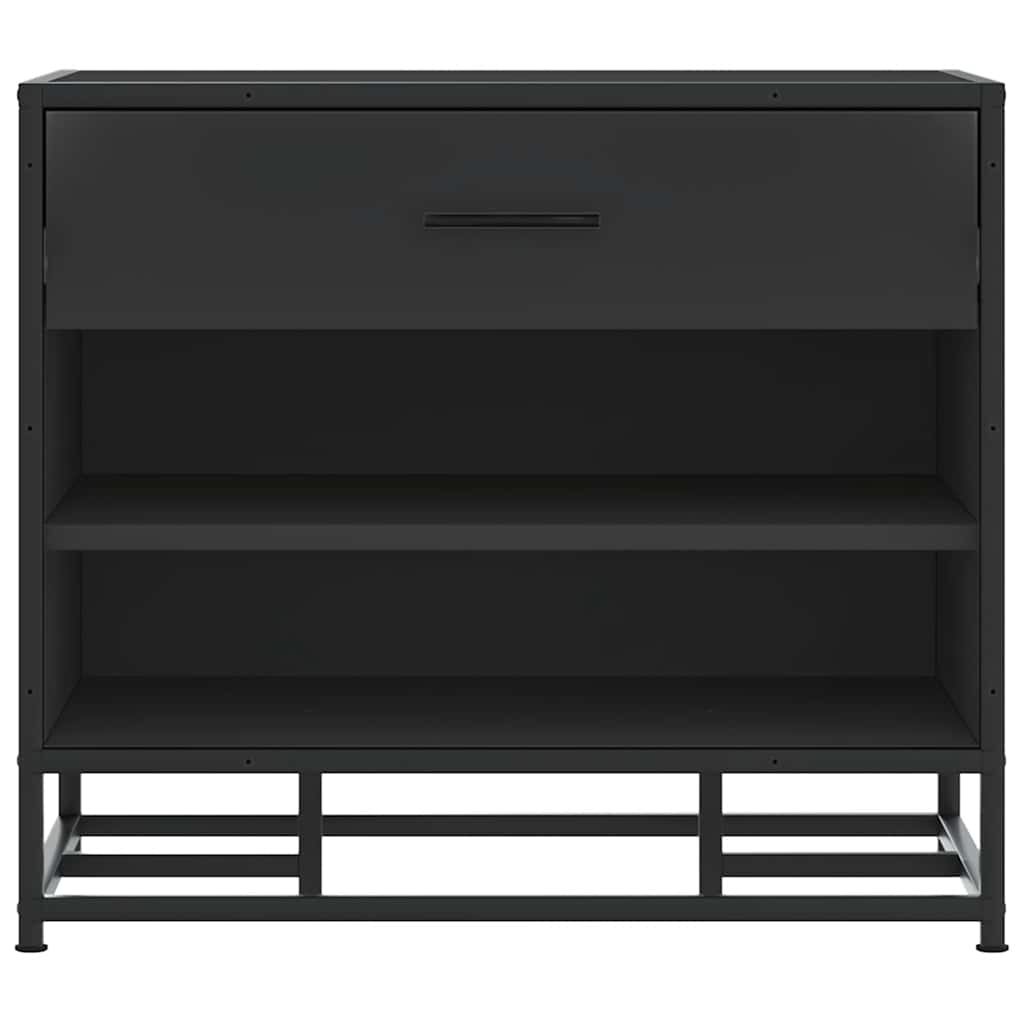 Shoe Bench Black 60x40x53.5 cm Engineered Wood and Metal