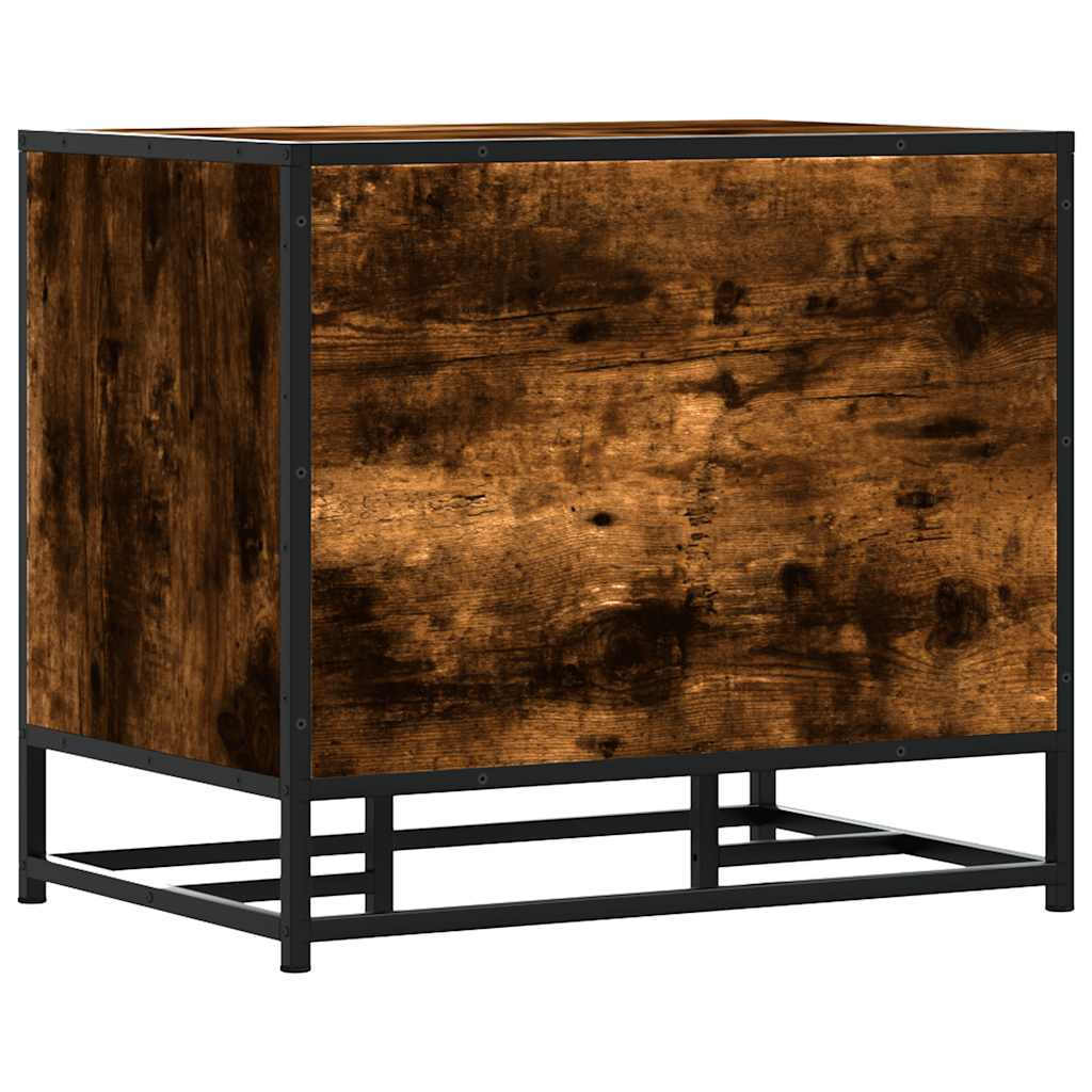 Shoe Bench Smoked Oak 60x40x53.5 cm Engineered Wood and Metal