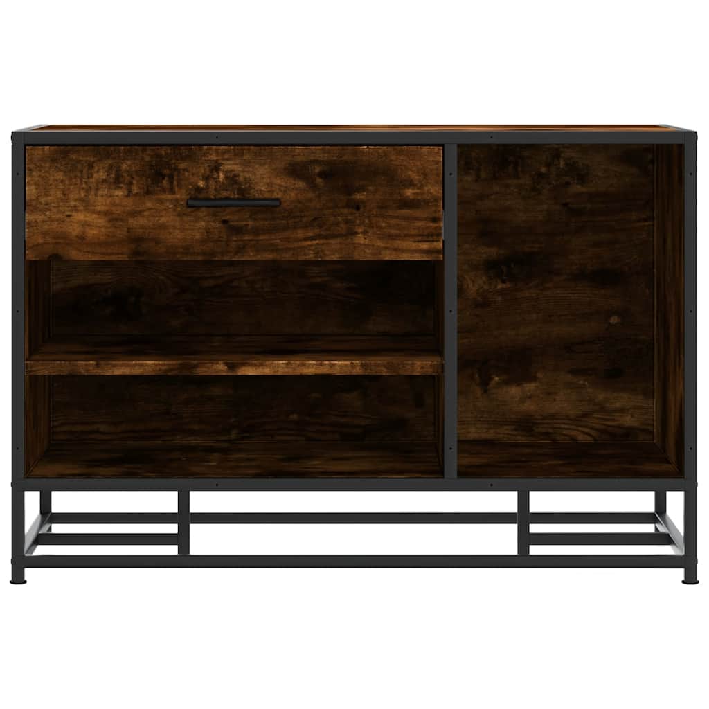 Shoe Bench Smoked Oak 80x40x53.5 cm Engineered Wood and Metal