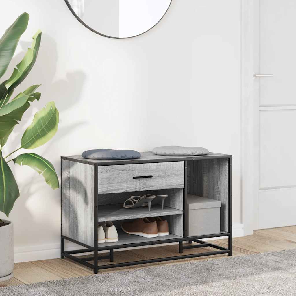 Shoe Bench Grey Sonoma 80x40x53.5 cm Engineered Wood and Metal