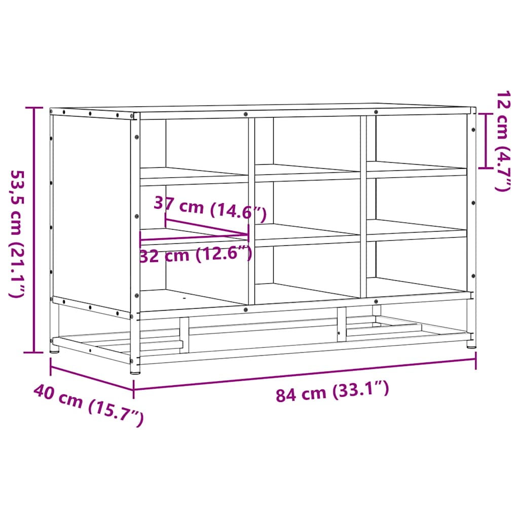 Shoe Bench Sonoma Oak 84x40x53.5 cm Engineered Wood and Metal
