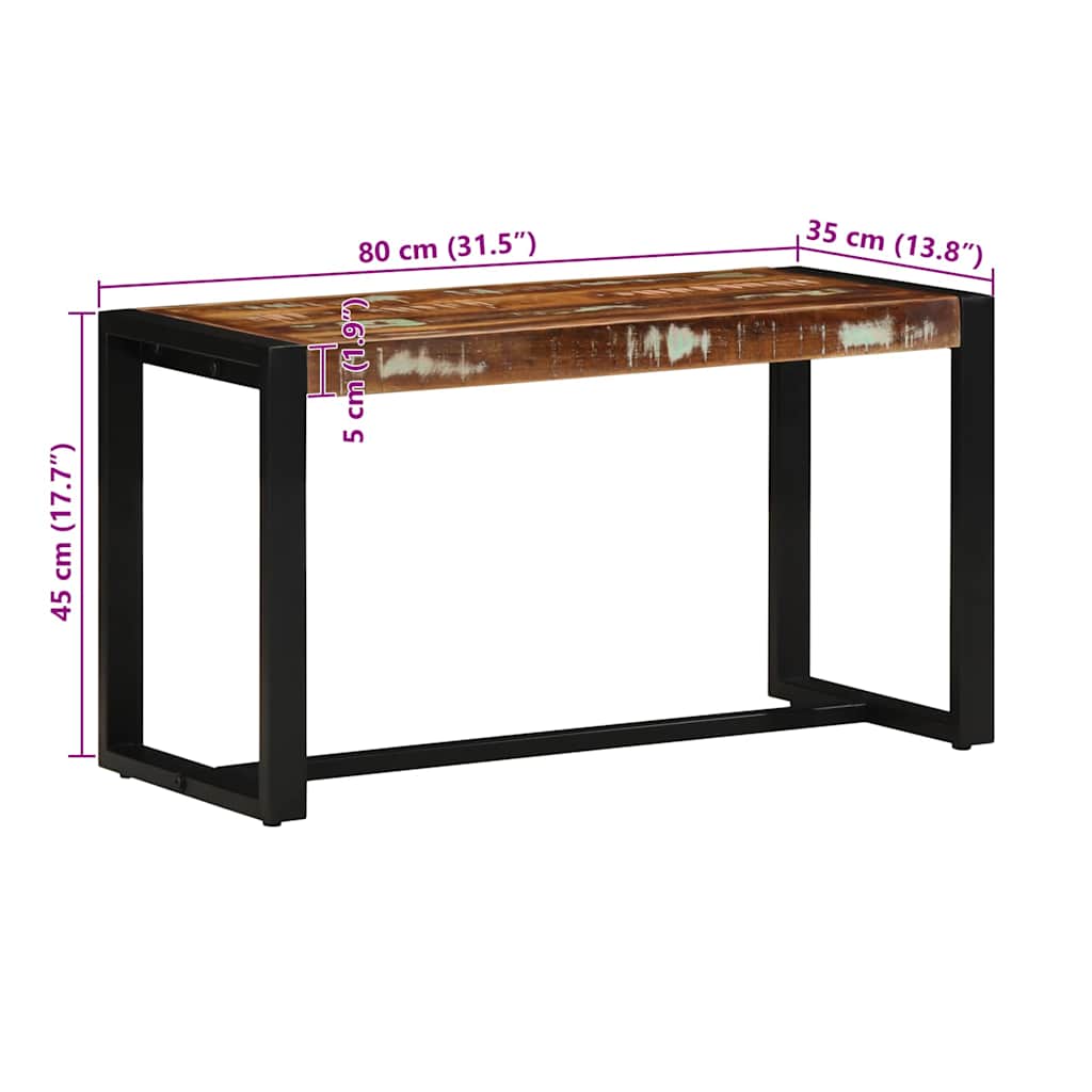 Bench Multicolour 80x35x45 cm Solid Wood Reclaimed