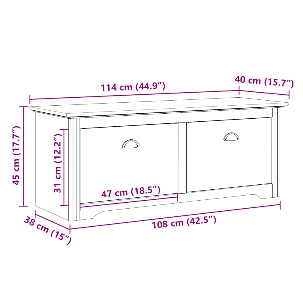 Hallway Bench BODO Grey 114x40x45 cm