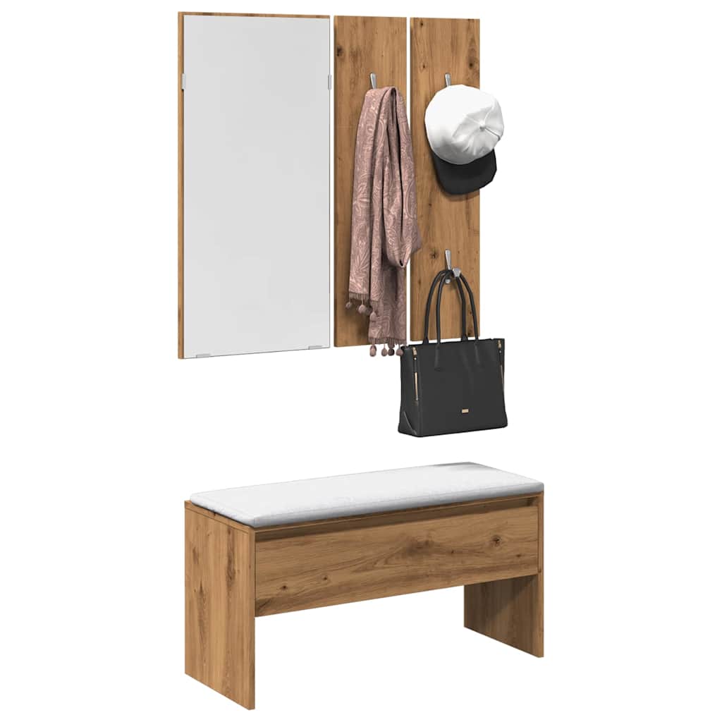 Hallway Furniture Set Artisan Oak Engineered Wood