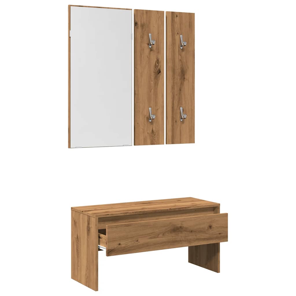 Hallway Furniture Set Artisan Oak Engineered Wood