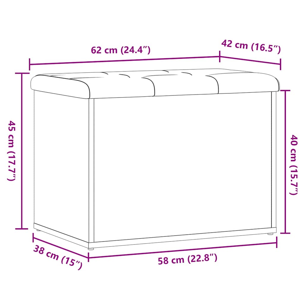 Storage Bench Old Wood 62x42x45 cm Engineered Wood