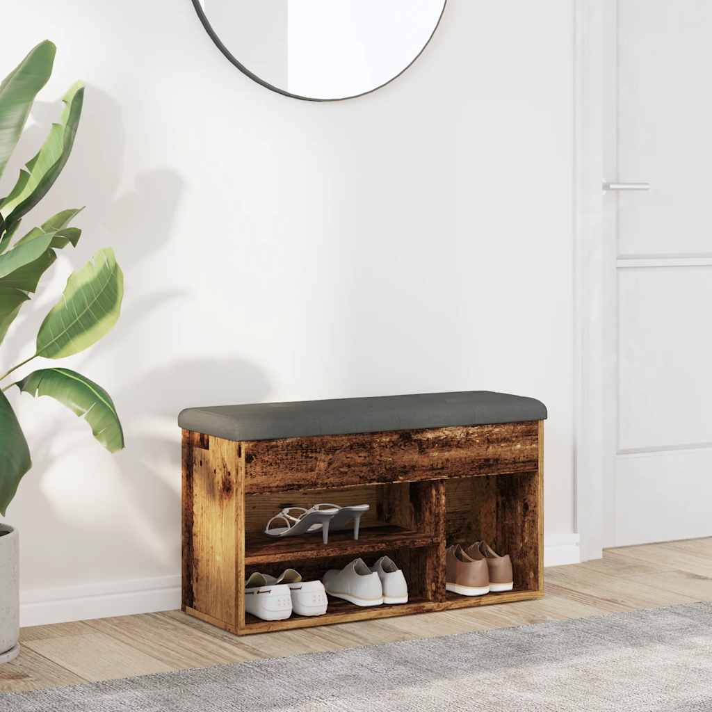 Shoe Bench Old Wood 82x32x45.5 cm Engineered Wood