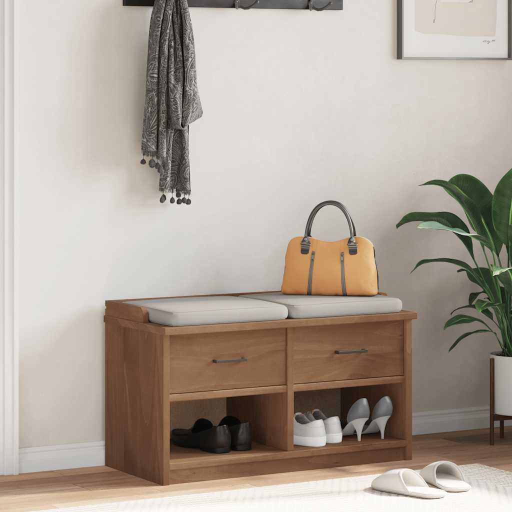 Hallway Bench SANDNES 87x40x50 cm Solid Wood Pine