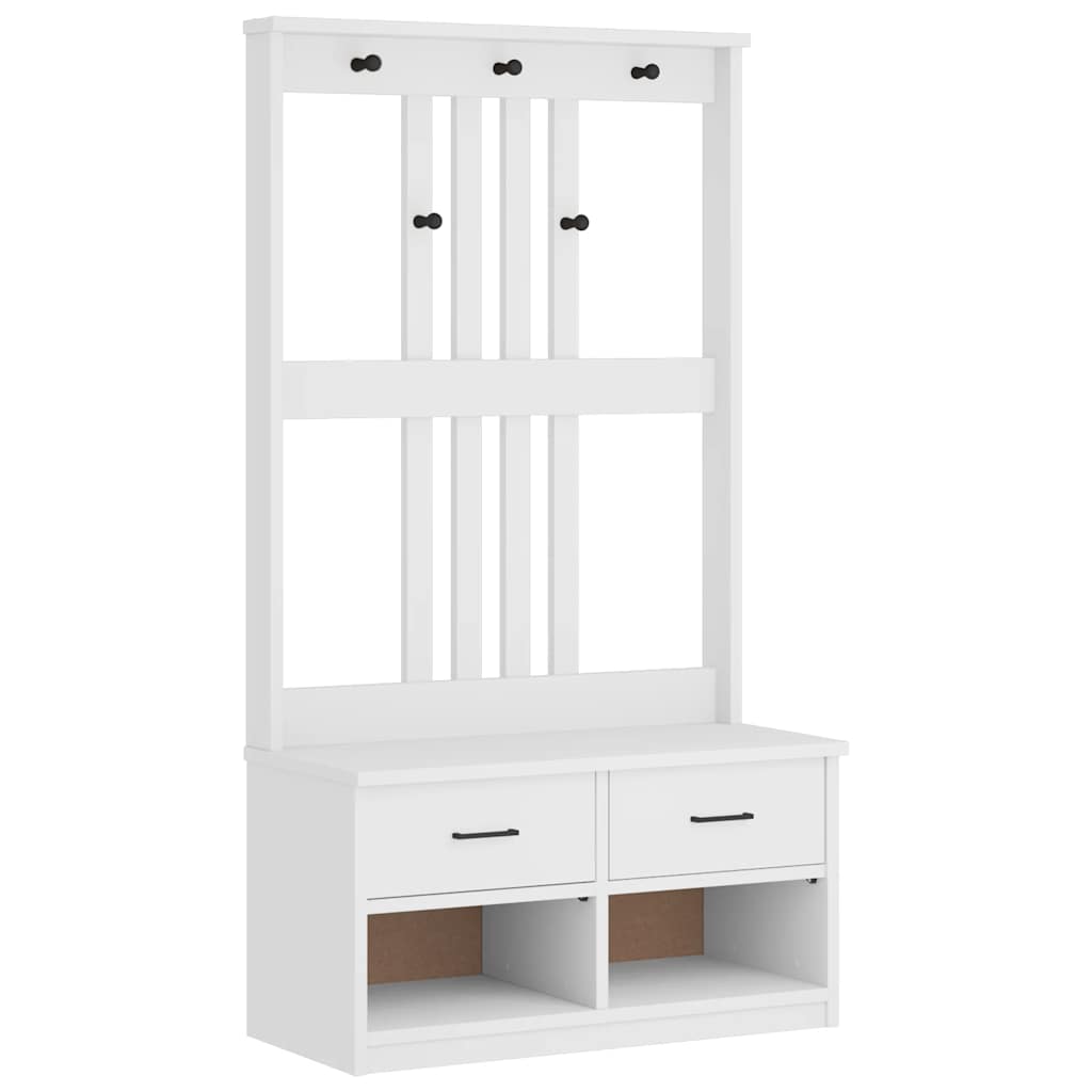 Hall Tree SANDENS White 87x40x159.5cm Solid Wood Pine