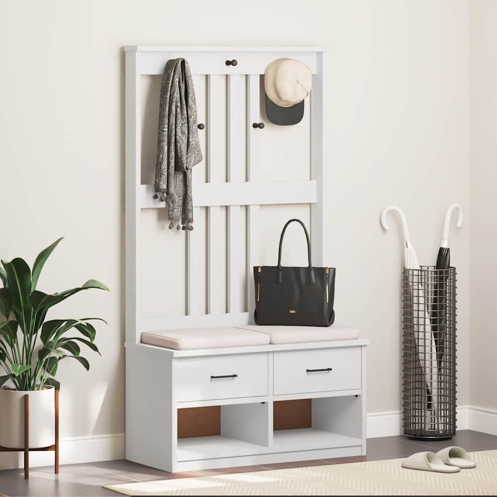 Hall Tree SANDENS White 87x40x159.5cm Solid Wood Pine