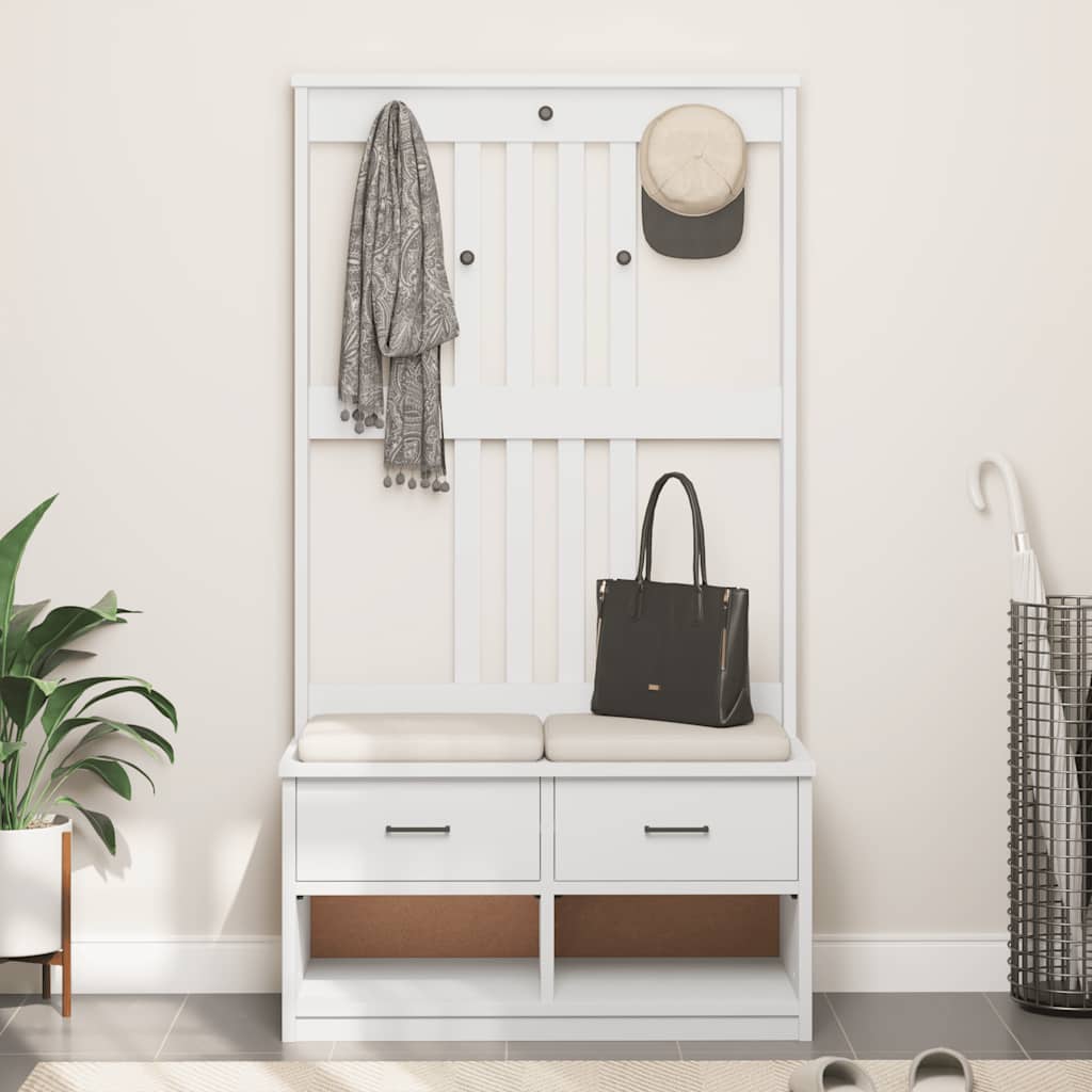 Hall Tree SANDENS White 87x40x159.5cm Solid Wood Pine
