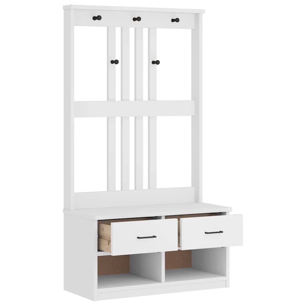 Hall Tree SANDENS White 87x40x159.5cm Solid Wood Pine
