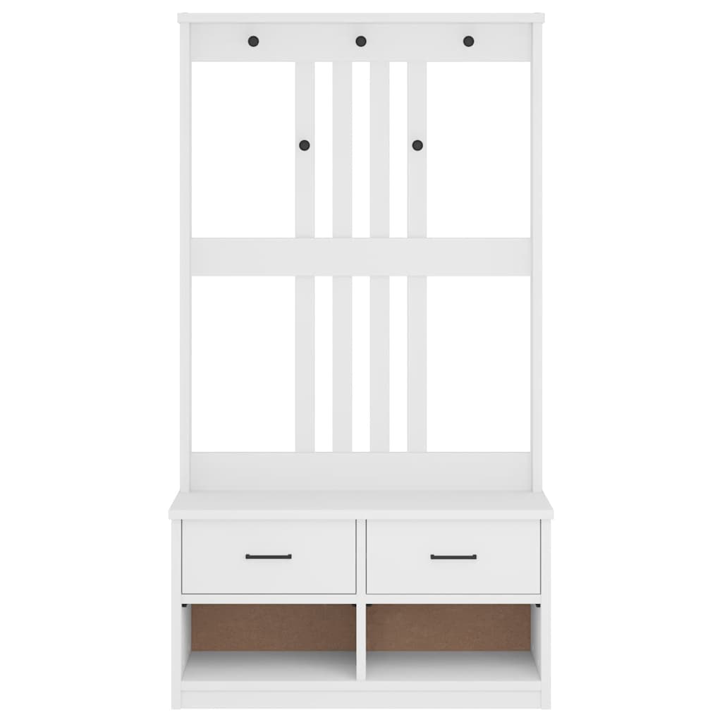 Hall Tree SANDENS White 87x40x159.5cm Solid Wood Pine