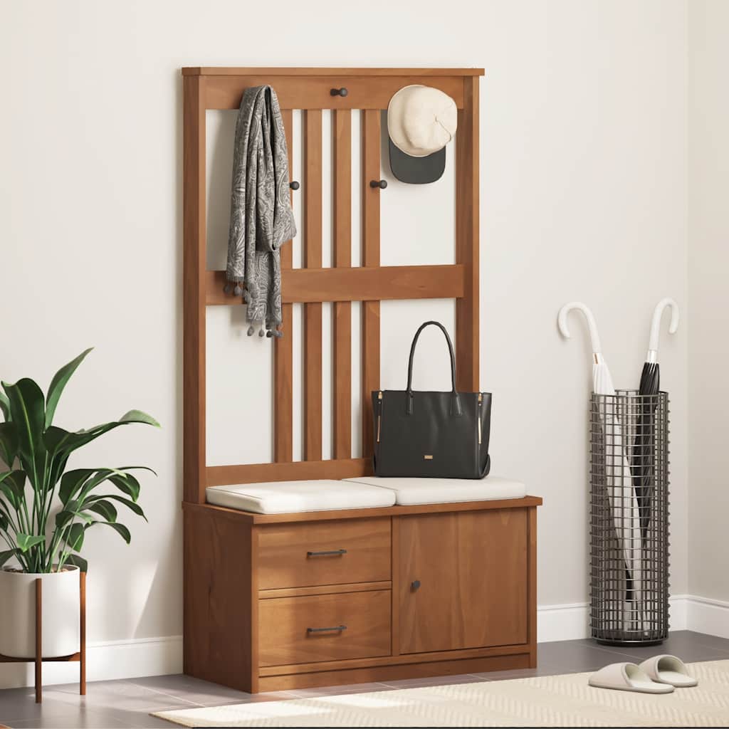 Hall Tree SANDENS 87x40x159.5cm Solid Wood Pine