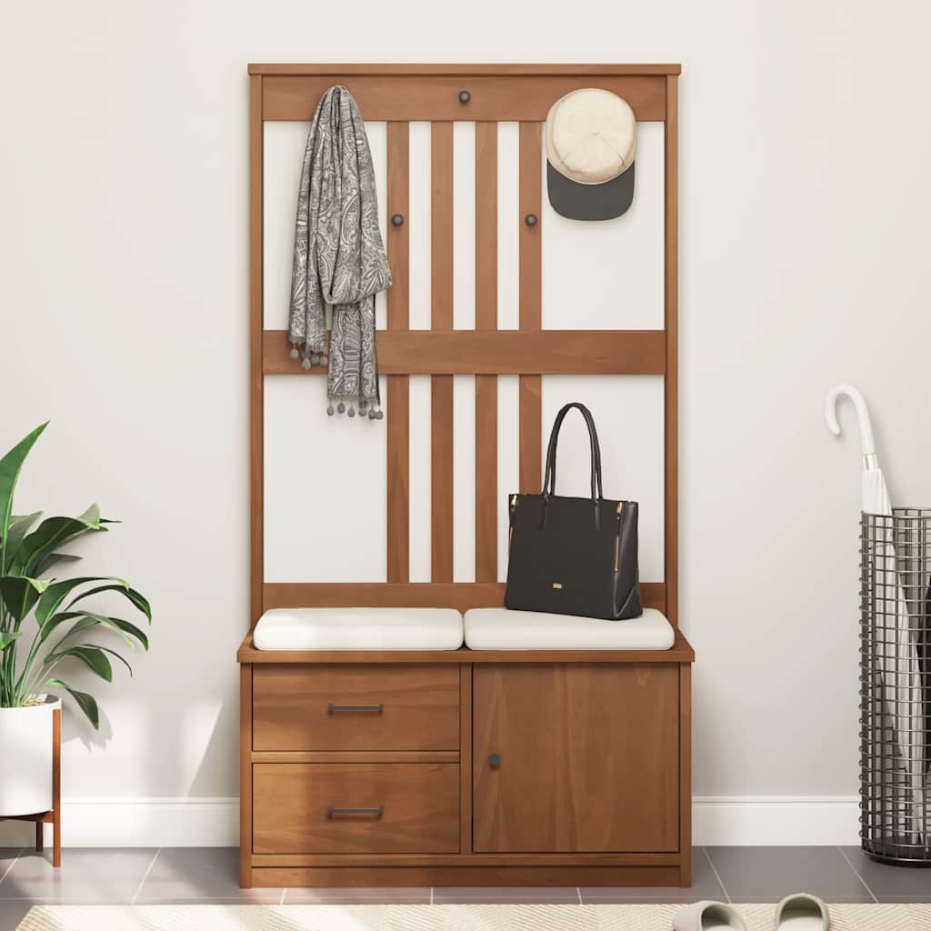 Hall Tree SANDENS 87x40x159.5cm Solid Wood Pine