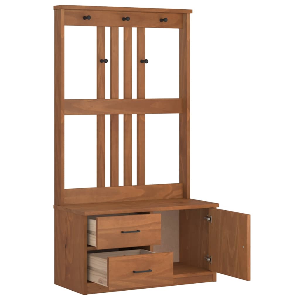 Hall Tree SANDENS 87x40x159.5cm Solid Wood Pine