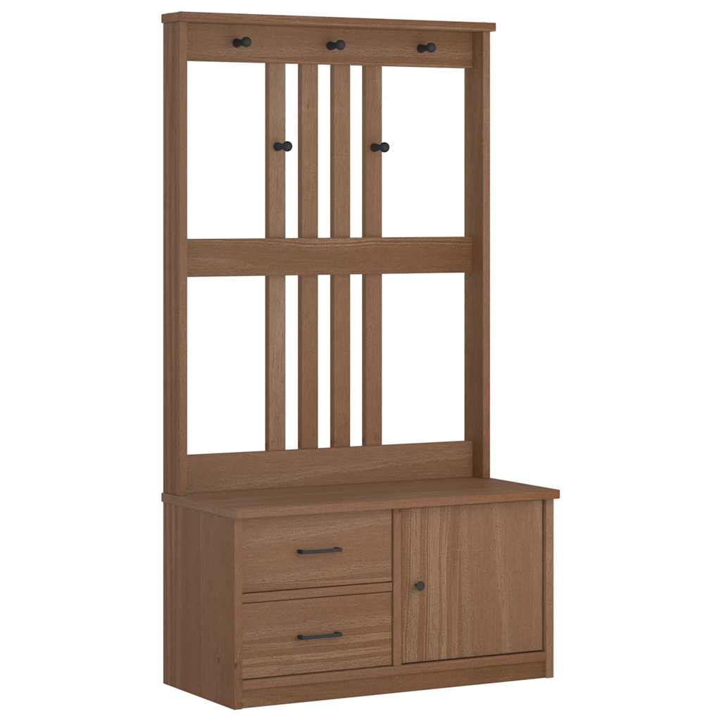 Hall Tree SANDENS 87x40x159.5cm Solid Wood Pine